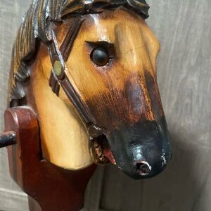 Classic Wooden Horse Toy with Brown Finish